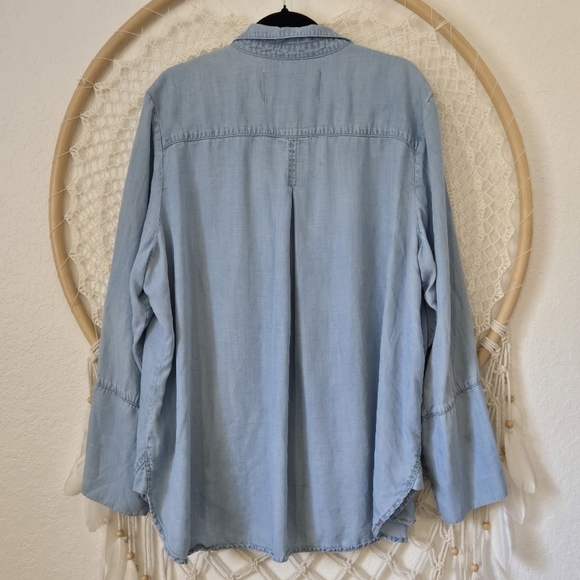 Bella Dahl Chambray Shirt Reverse Pocket Plus Size 3X - Picture 3 of 8
